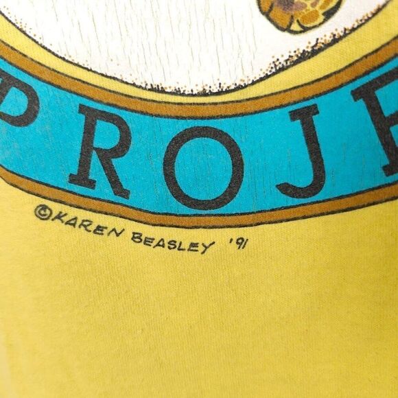 Vintage Sea Turtle T Shirt Mens Size Small Yellow 90s Topsail Turtle Project - Picture 3 of 6